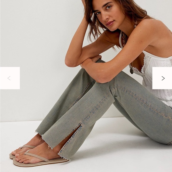 Free People We The Free Level Up Slit Slim Flare Jeans - Picture 2 of 8